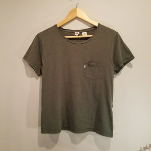 Levi's short sleeve olive green top